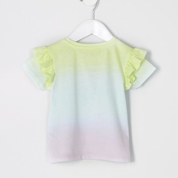 River Island Girls Multicolor 'Stay Cute' Flutter Short Sleeve T-shirt - Picture 2 of 3